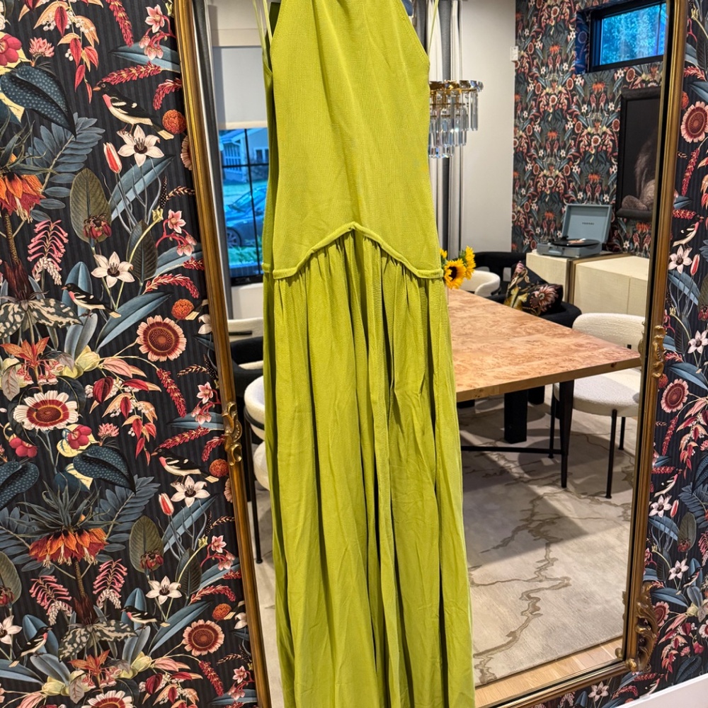 Solid And Striped Chartreuse Halter Maxi - image 3
